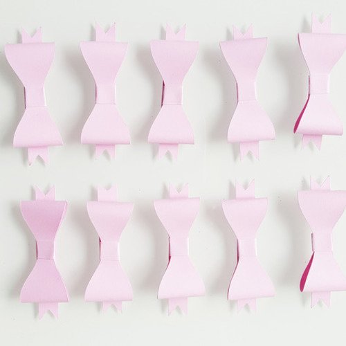10 nœuds en papier pour décorer un faire part ou boite dragées -rose- mariage, baptême 