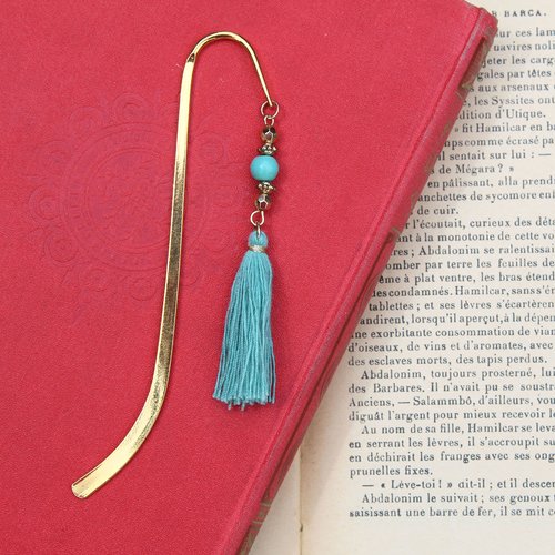 Marque-pages pompon turquoise