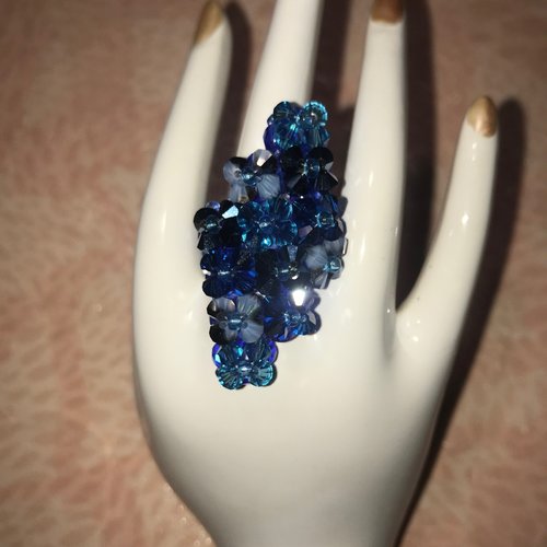 Bague en perles - losanges lapis lazuli
