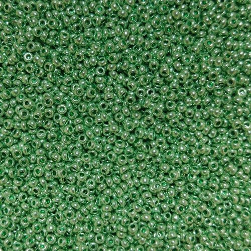 10 g de rocailles rondes 10/0 (2.3mm) preciosa ornella  vert métallisé