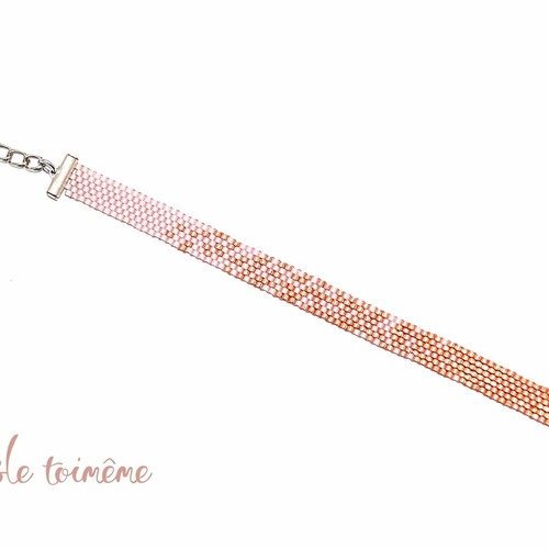 Kit "diy" bracelet miyuki delica 11/0 rose et rose gold - méthode peyote