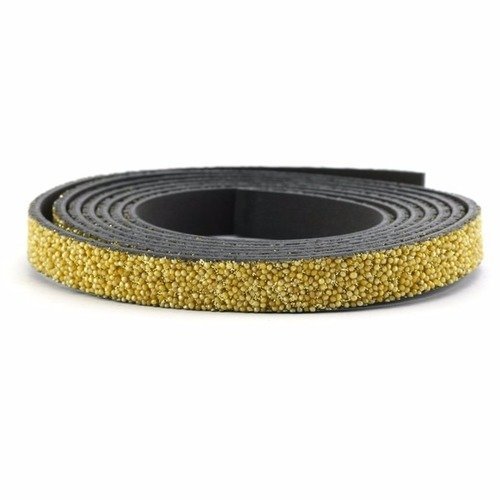 Cuir caviar 10 mm jaune x10 cm