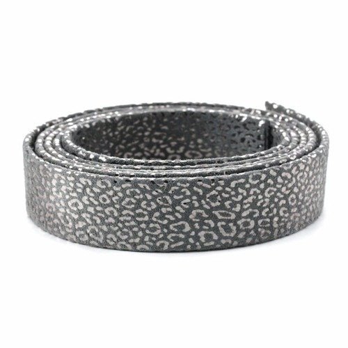 Cuir plat 20 mm léopard métal renforcé gris x10 cm