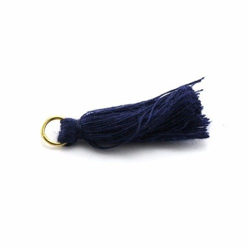 Pampille pompon ± 30 mm avec anneau bleu marine