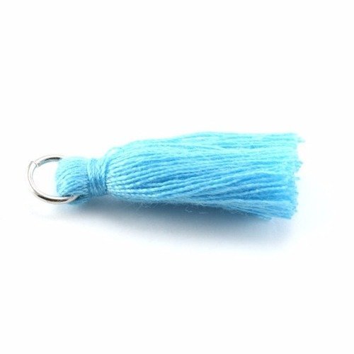 Pampille pompon ± 30 mm avec anneau bleu clair