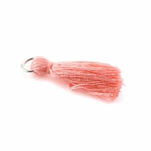 Pampille pompon ± 30 mm avec anneau rose clair