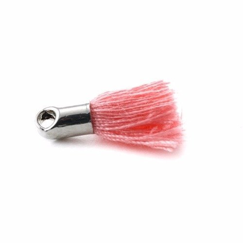 Pampille pompon ± 18 mm avec embout rose clair