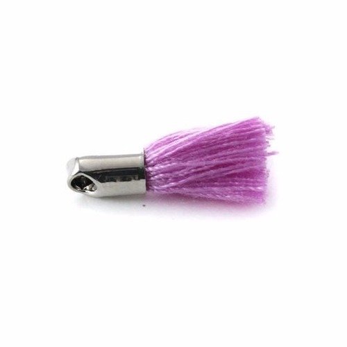 Pampille pompon ± 18 mm avec embout lilas