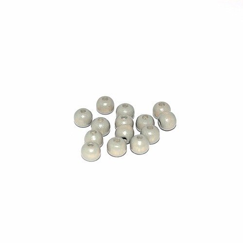 Perles en bois ronde 6 mm traité gris souris x 10