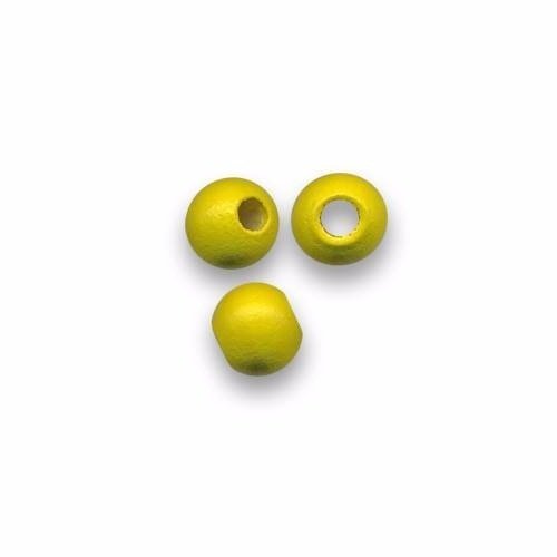 Perles en bois ronde 10 mm brut jaune x 10
