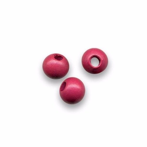 Perles en bois ronde 8 mm brut fuchsia x 10