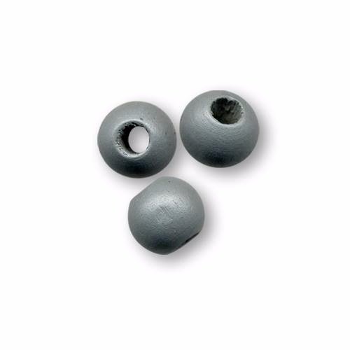 Perles en bois ronde 10 mm brut gris x 10