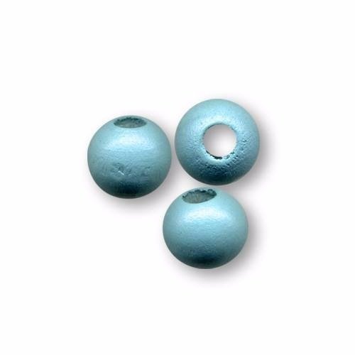 Perles en bois ronde 10 mm brut bleu clair x 10