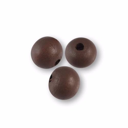 Perles en bois ronde 10 mm brut chocolat x 10