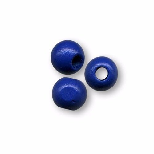 Perles en bois ronde 10 mm brut bleu marine x 10