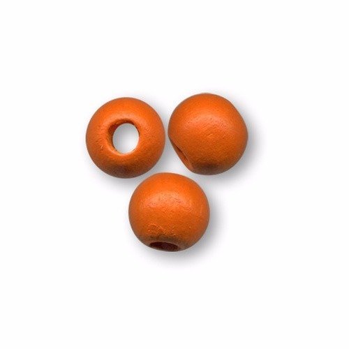 Perles en bois ronde 10 mm brut orange x 10