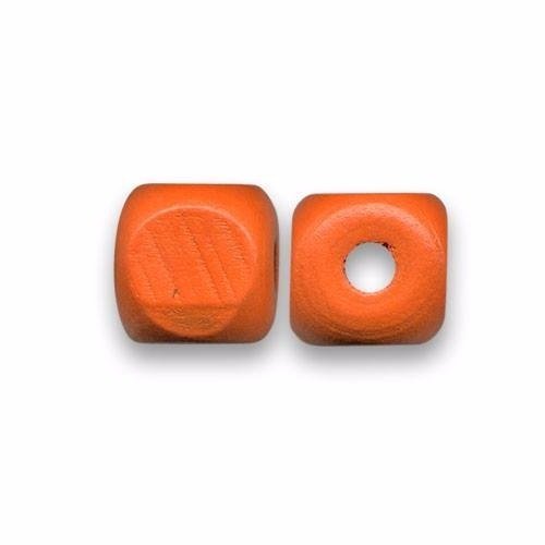 Perles en bois cube 12 mm brut orange x 10