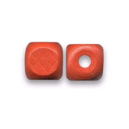 Perles en bois cube 12 mm brut rouge x 10