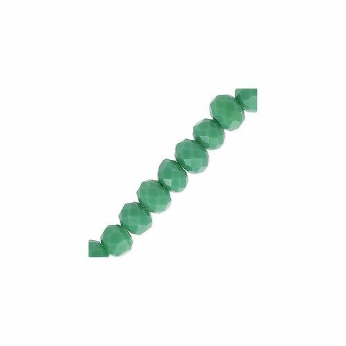 Perles en verre facettée aplaties 3x4 mm vert foret opaque x 10
