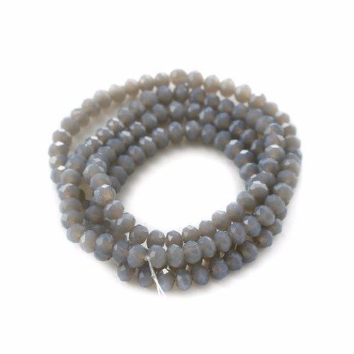 Perles en verre facettée aplaties 3x4 mm gris clair opaque x 10
