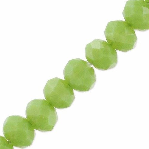 Perles en verre facettée aplaties 3x4 mm vert clair opaque x 10