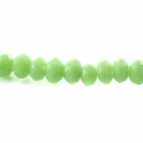 Perles en verre facettée aplaties 3x4 mm vert vif x 10