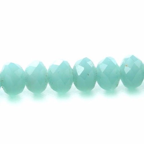 Perles en verre facettée aplaties 3x4 mm vert d'eau x 10