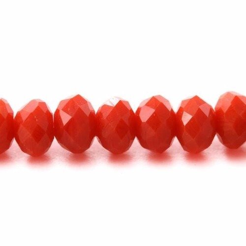 Perles en verre facettée aplaties 3x4 mm rouge x 10