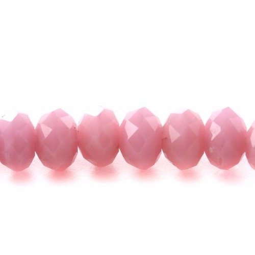 Perles en verre facettée aplaties 3x4 mm rose x 10