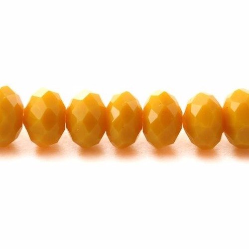 Perles en verre facettée aplaties 3x4 mm jaune tournesol x 10