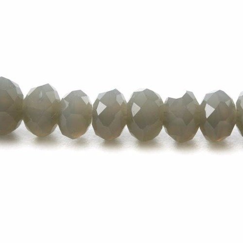 Perles en verre facettée aplaties 3x4 mm gris foncé opaline x 10