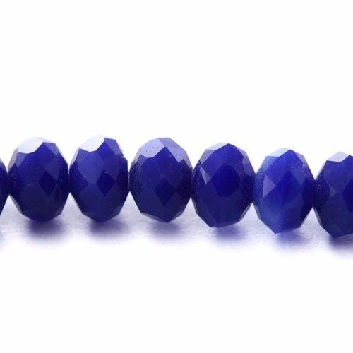 Perles en verre facettée aplaties 3x4 mm bleu électrique x 10