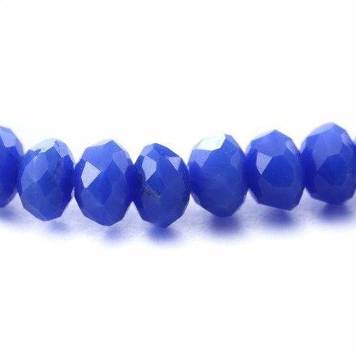 Perles en verre facettée aplaties 3x4 mm bleu cobalt x 10
