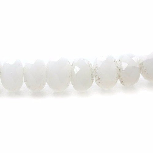 Perles en verre facettée aplaties 3x4 mm blanc x 10