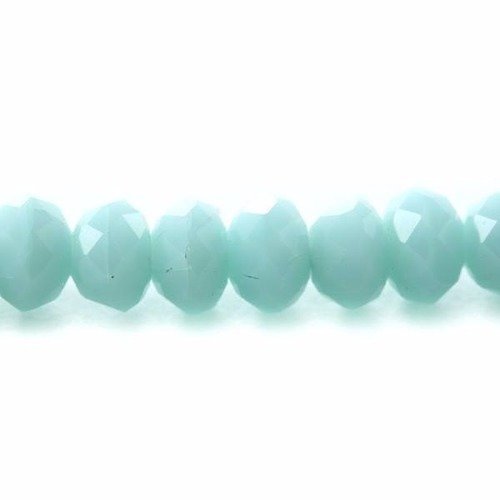 Perles en verre facettée aplaties 3x4 mm bleu pastel x 10