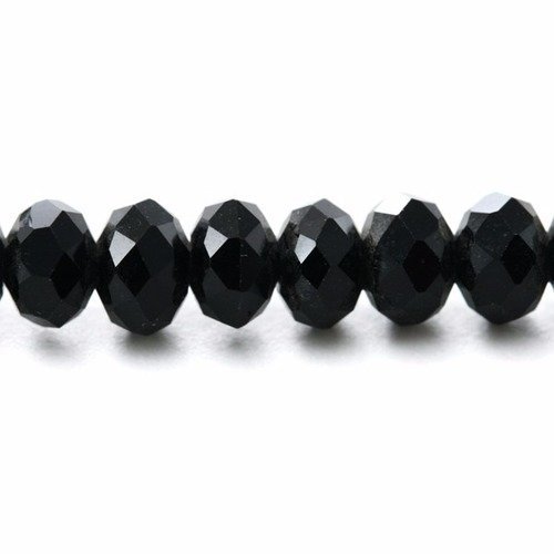 Perles en verre facettée aplaties 3x4 mm noir x 10