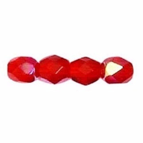 Perles facettes en verre 4 mm rouge x 10
