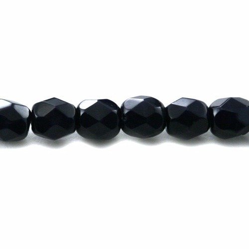 Perles facettes en verre 4 mm noir x 10
