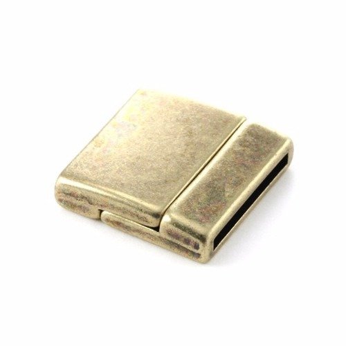 Fermoir magnétique carré 25x6 mm trou 20 mm bronze