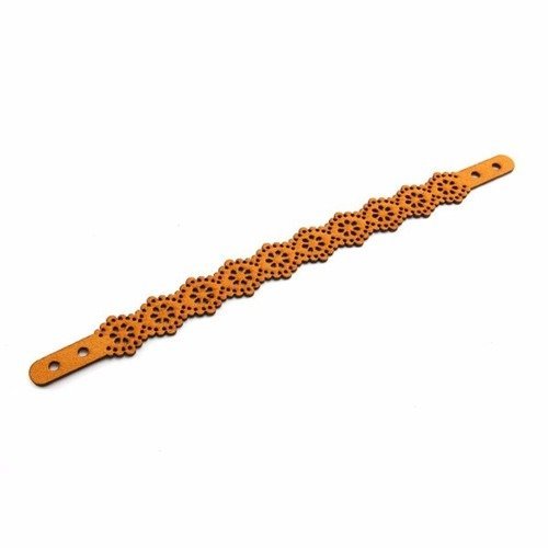 Bracelet dentelle 18 cm en suédine orange