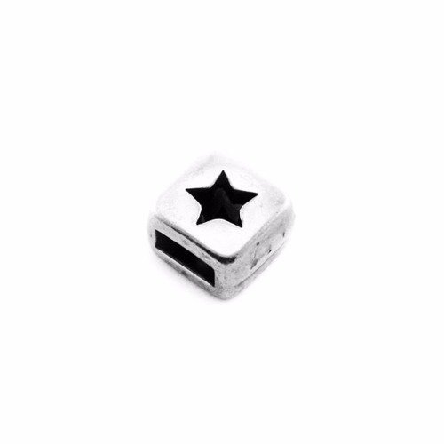 Passant cube étoile 7x7x5 mm argenté