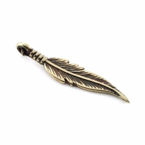 Breloque plume 7x33 mm bronze