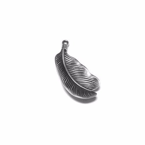 Pendentif plume 37x16 mm argenté