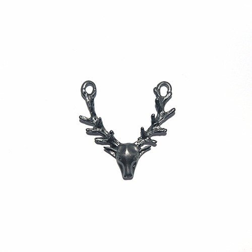 Pendentif cerf 31x30 mm gun (argenté foncé)