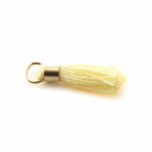 Pompon pampille jaune 15 mm - anneau doré