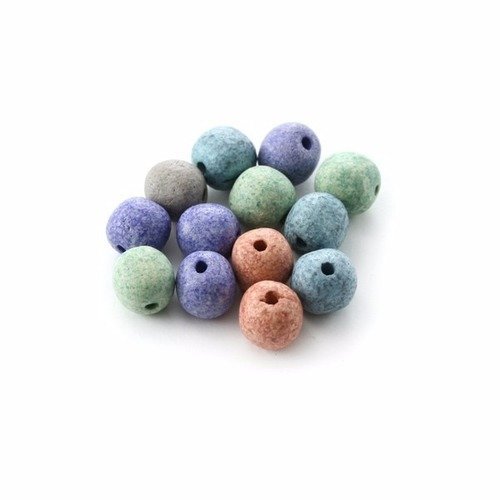 Perles céramiques rondes 8 mm camaïeu pastel mat x 10