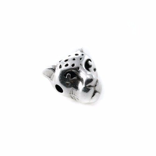 Perle tête de léopard métal 1x7xtr1.7 mm argenté
