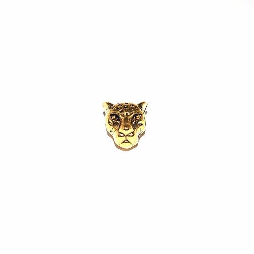 Perle tête de léopard métal 1x7xtr1.7 mm doré