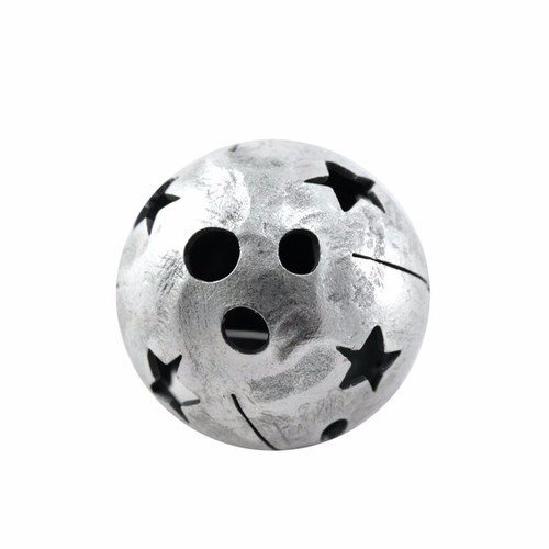 Perle en métal ronde avec étoile 18 mm argenté