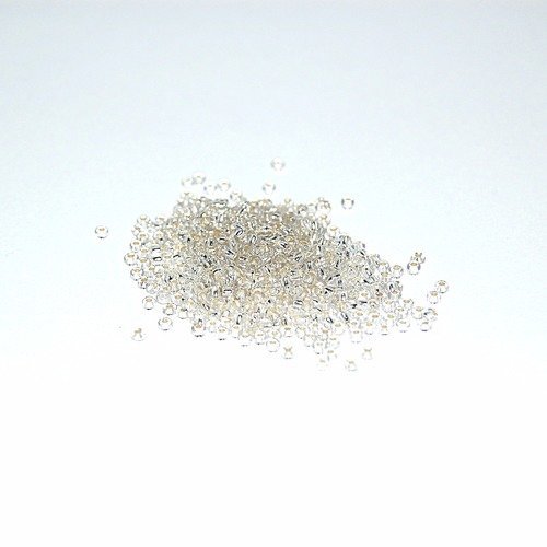 10 g (± 875 perles) rocailles 11/0 transparent argenté b4